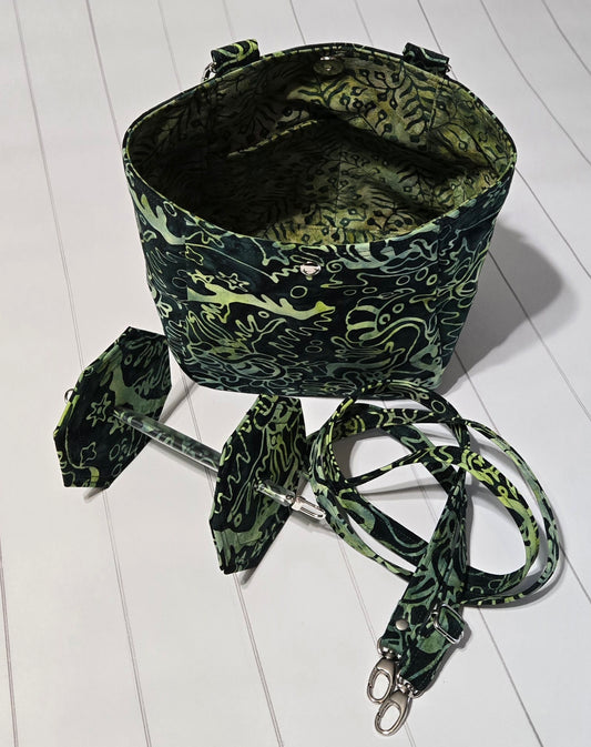 On the Go Bag - Batik Greens