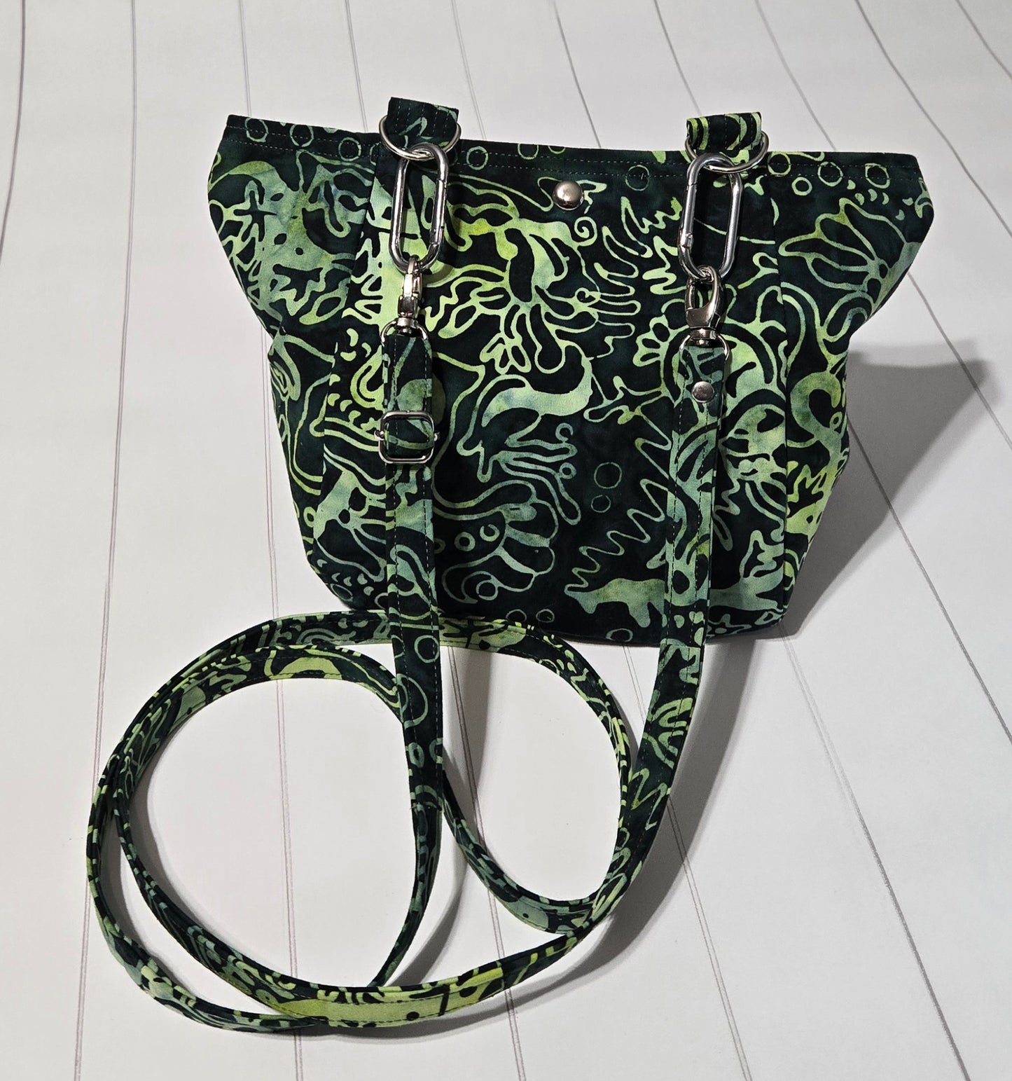 On the Go Bag - Batik Greens