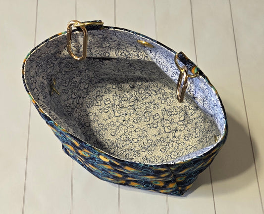 On the Go Bag - Navy Peacock Feathers