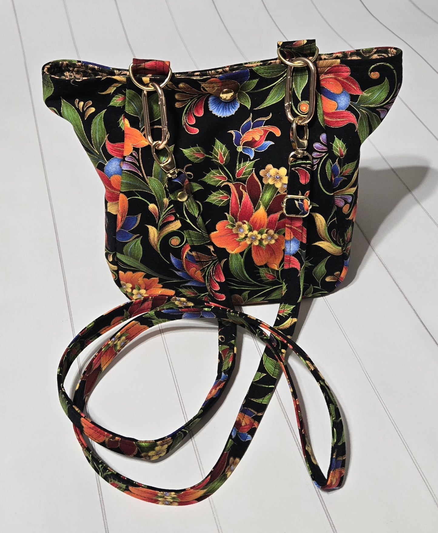 On the Go Bag - Bold Floral on Black