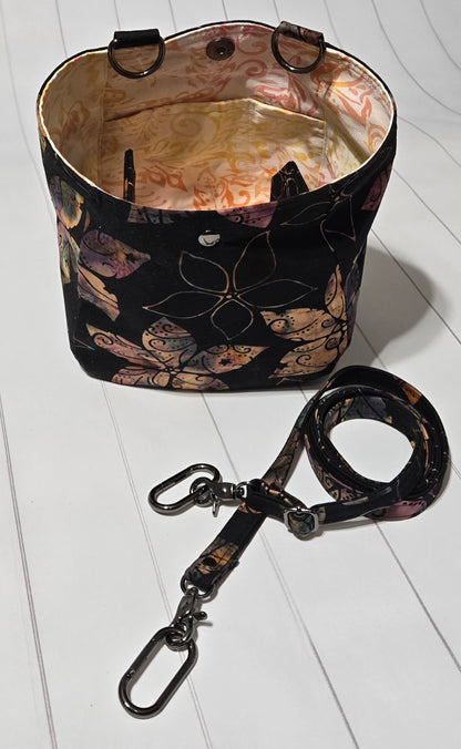 On the Go Bag - Batik Flowers on Black