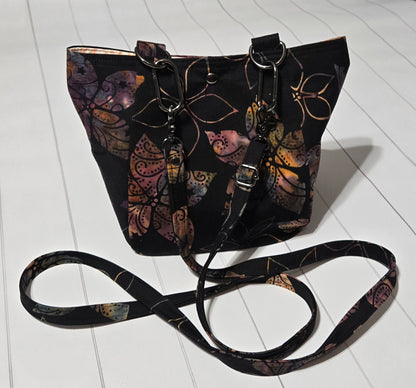 On the Go Bag - Batik Flowers on Black