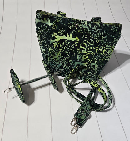 On the Go Bag -  Batik Greens