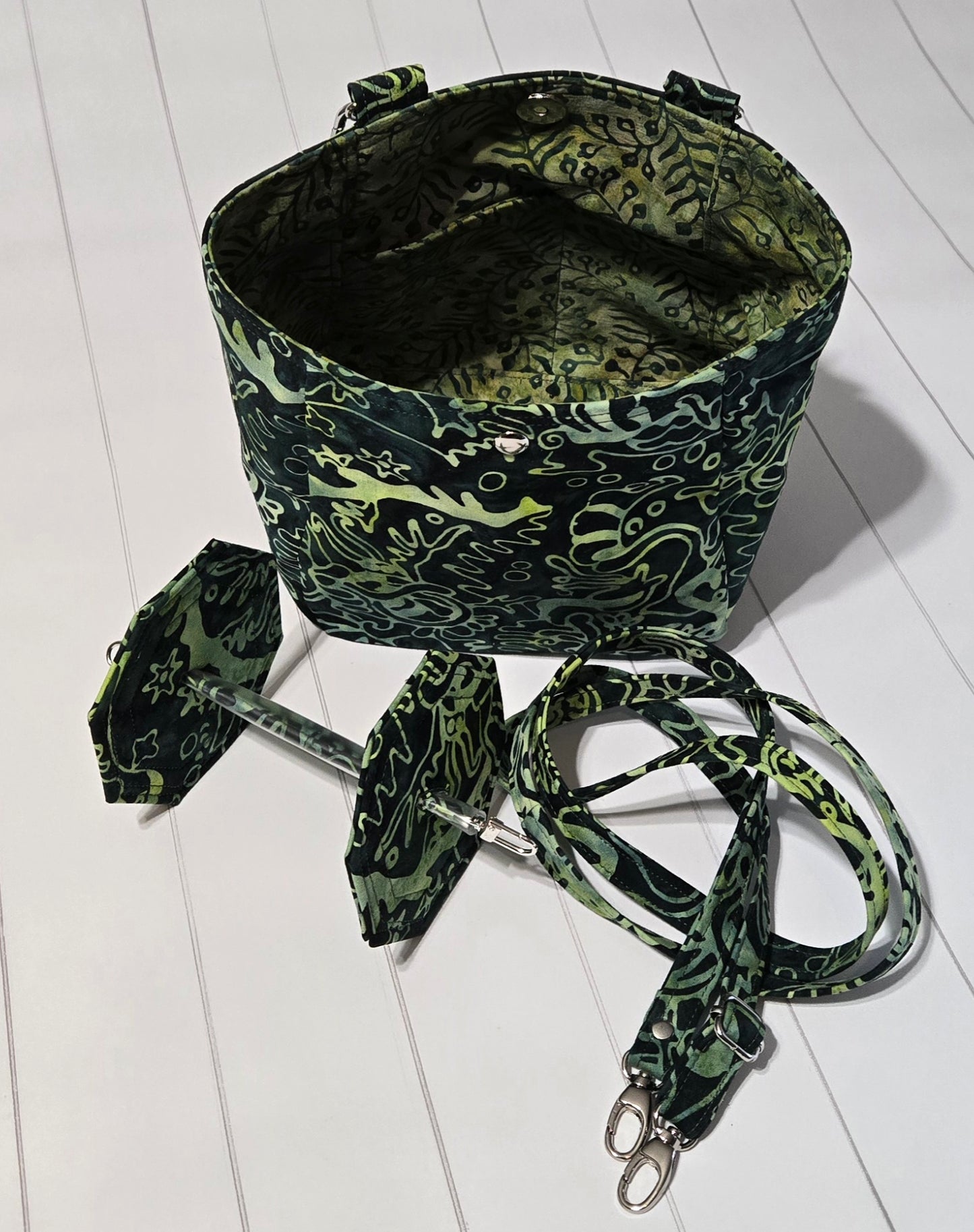 On the Go Bag -  Batik Greens