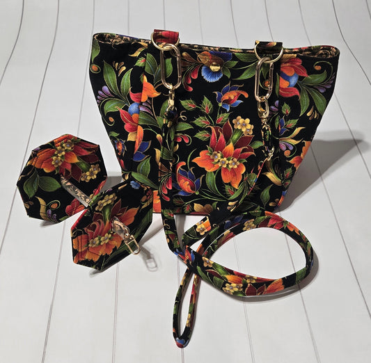 On the Go Bag - Bold Floral on Black